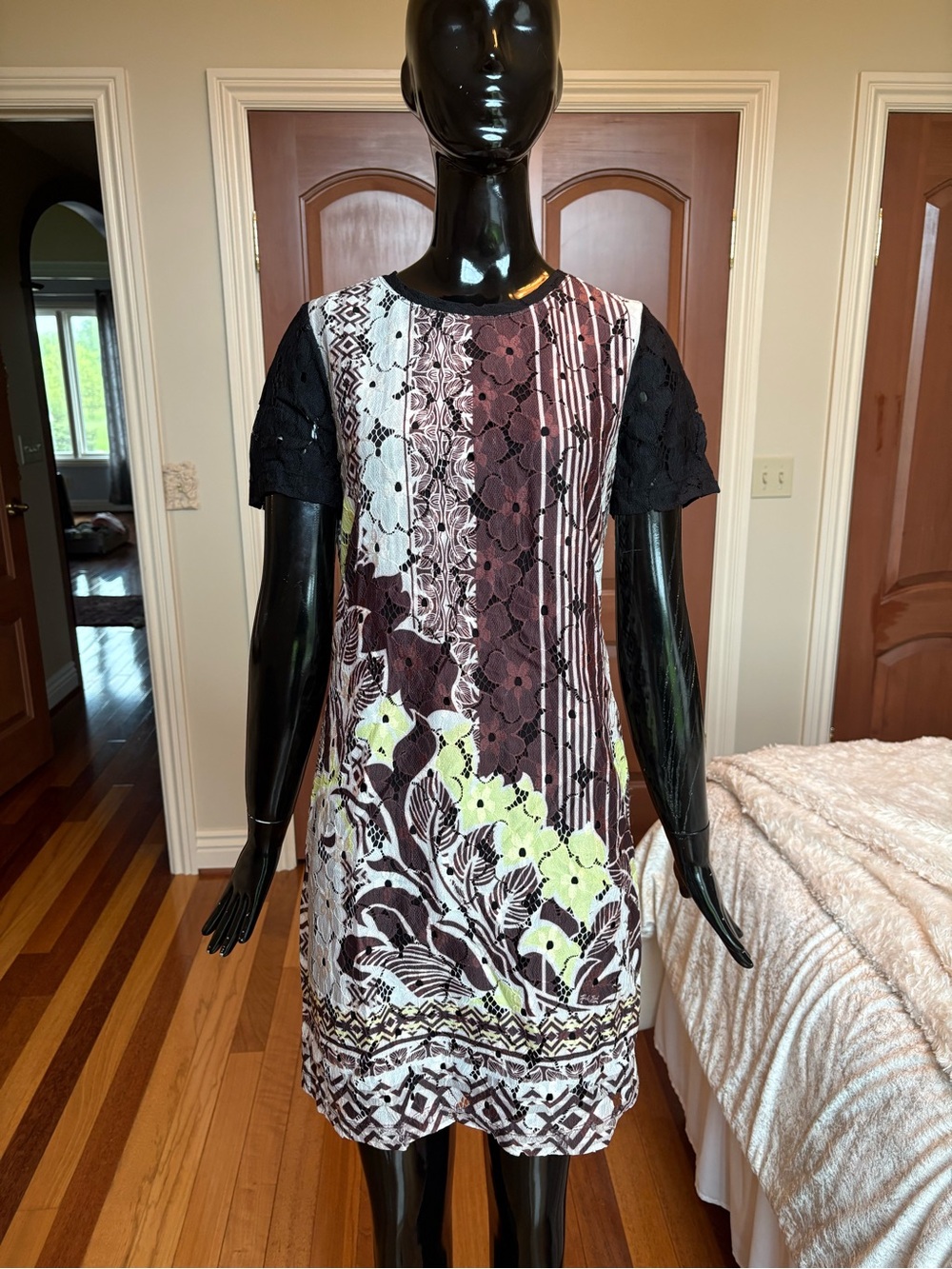 Y2K Hale Bob Mixed Print Lace Shift Dress